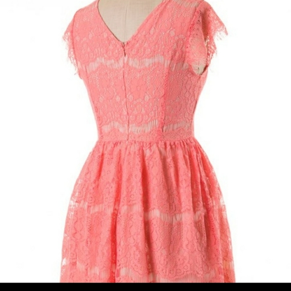 BNWOT Modcloth lace eyelash Coral colored  Dress. - Picture 2 of 6